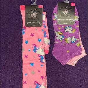 NWT Beverly Hills Polo Club mommy & daughter fashion socks unicorns!3 pairs